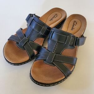 Clarks Black Leather Sandals